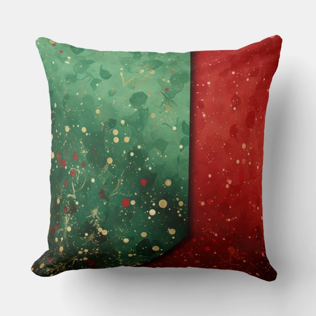 Coussin de Noël Abstrait - Rouge et Vert moderne (Recto)