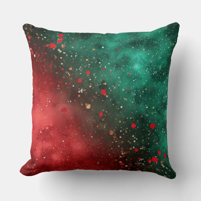 Coussin de Noël Abstrait - Rouge et Vert moderne (Recto)