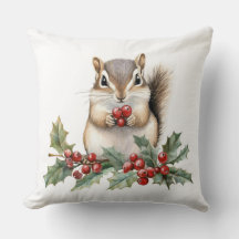 Coussin de Noël au motif de joli écureuil