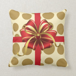 Coussin de Noël, crème et pois modernes d'or avec