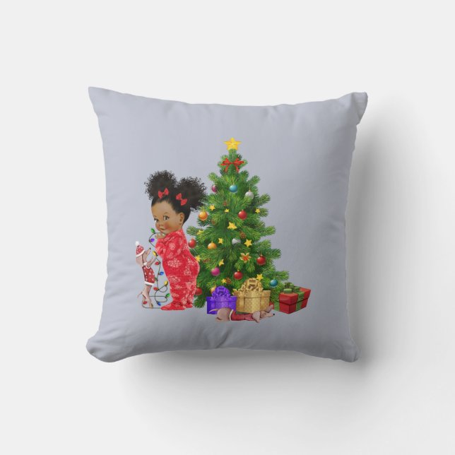 Coussin de Noël Dachshund African American Baby (Recto)