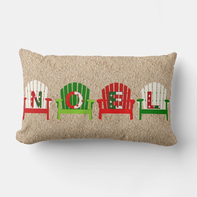 Coussin de Noël de chaise de plage avec Père Noël (Recto)