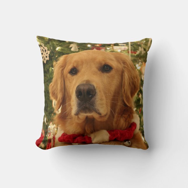 Coussin de Noël de golden retriever (Recto)