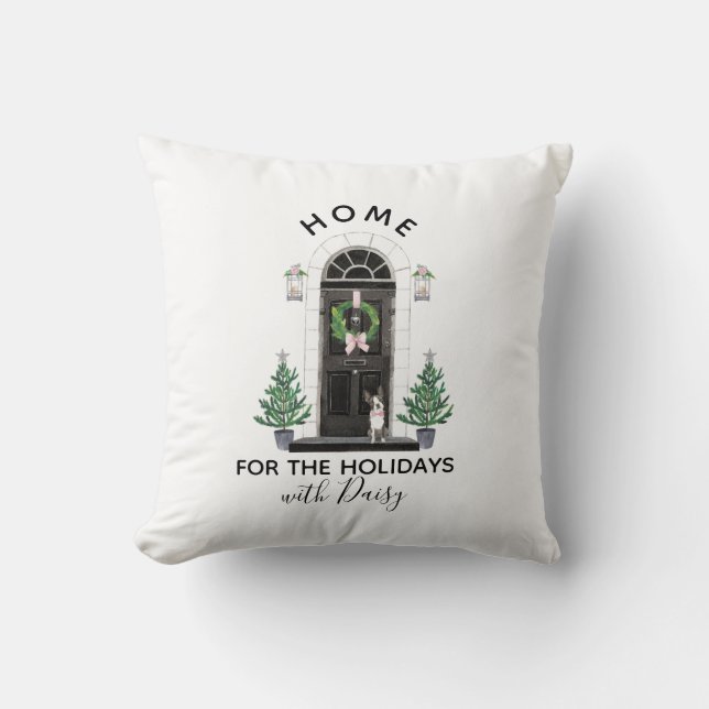 Coussin de Noël de vacances de chien de Boston (Recto)