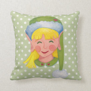 Coussin de Noël d'Elf de fille