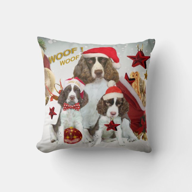 Coussin de Noël d'épagneul de springer anglais (Recto)