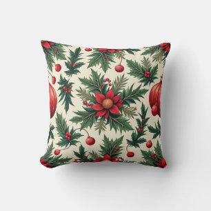 Coussin de Noël Fleur Rouge Coloré