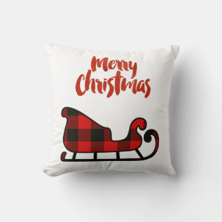 Coussin de Noël Joyeux de bûcheron de bison