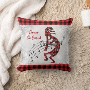 Coussin de Noël Kokopelli, rouge et noir