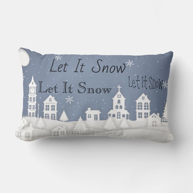 Coussin de Noël Laisser Il Neige Bleu Blanc (Recto)