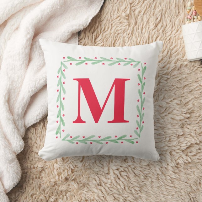 Coussin de Noël Monogram Watercolor Wreath (Couverture)