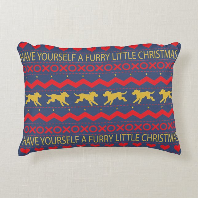 Coussin de Noël "Noël Poilu" Chiens (Devant)
