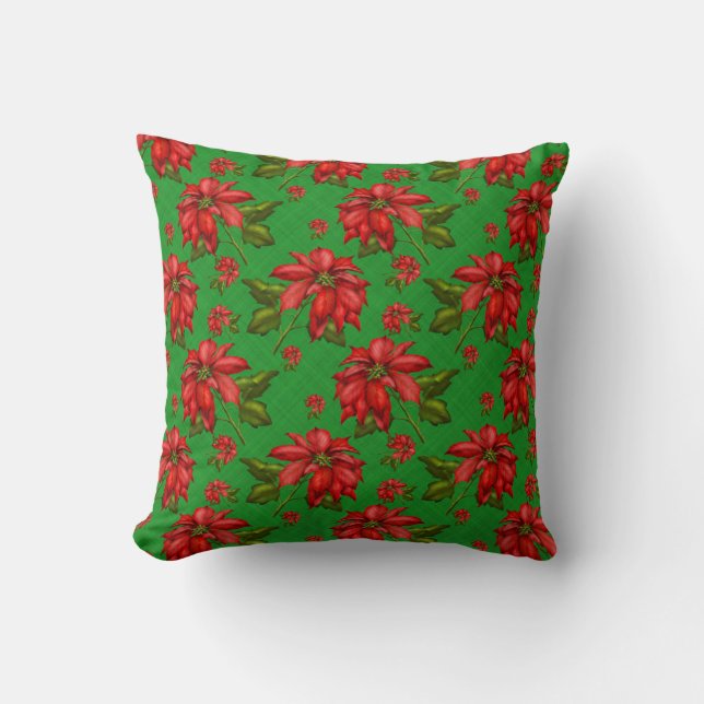 Coussin de Noël Poinsettia (Recto)