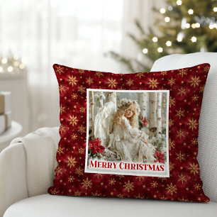 Coussin de Noël Rouge Or Angélique Cadeau
