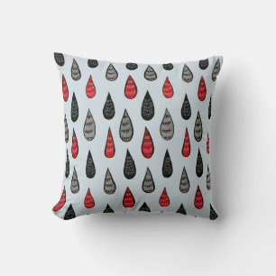 Coussin De noir rouge étrange de motif de pluie et d'encre