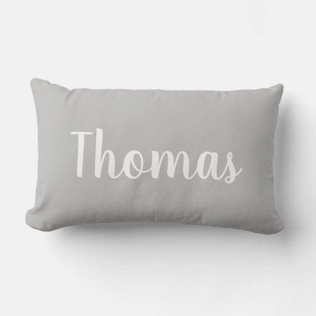 Coussin de nom personnalisé gris (Recto)