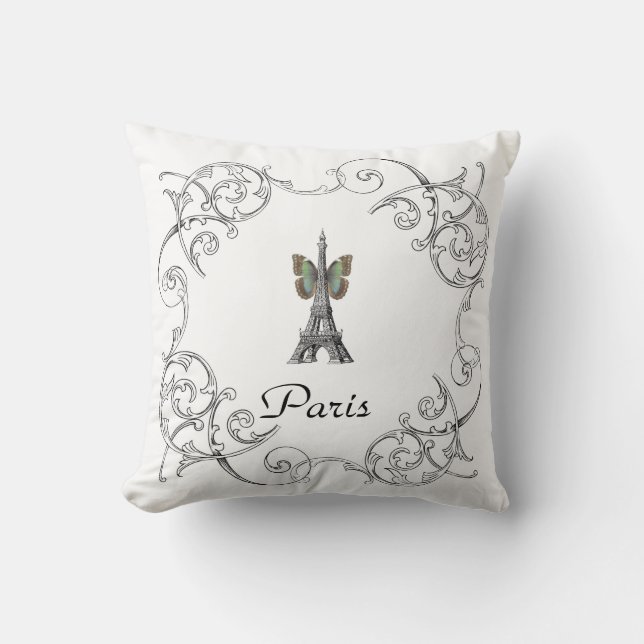 Coussin de papillon de Tour Eiffel de Paris (Recto)