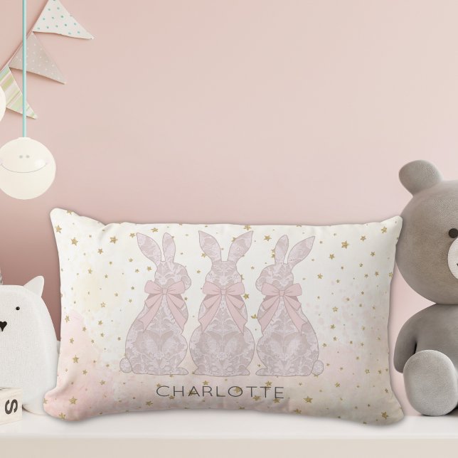 Coussin de Pâques en dentelle personnalisée (Personalized Lace Bunny Easter Pillow)