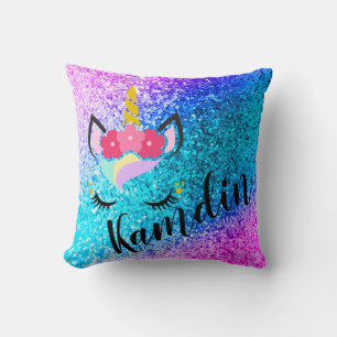 Coussin de Parties scintillant Fade Unicorn Ombre