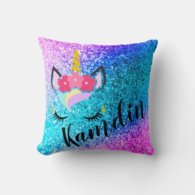 Coussin de Parties scintillant Fade Unicorn Ombre  (Recto)