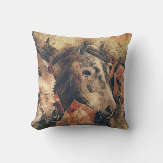 Coussin de peinture Brown de Cheval gris (Recto)
