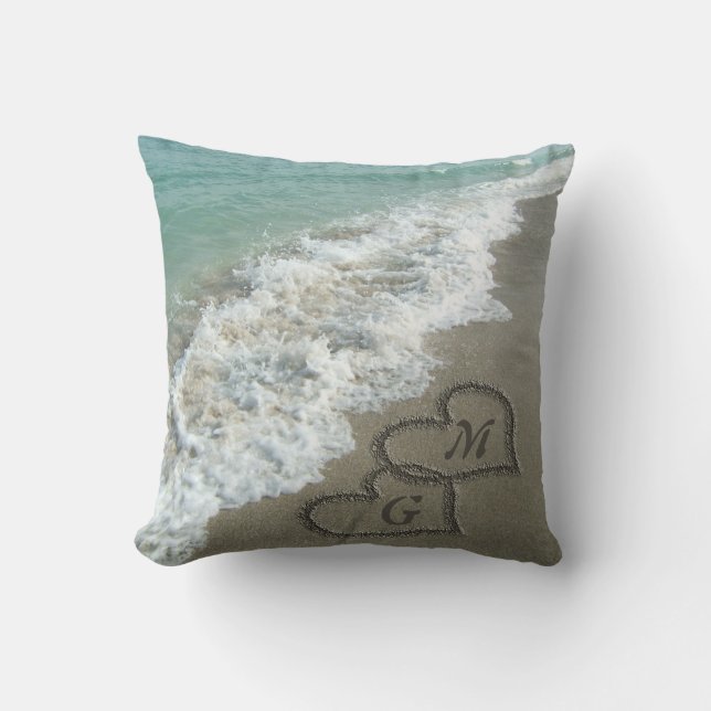 Coussin de plage de Sand Hearts (Recto)