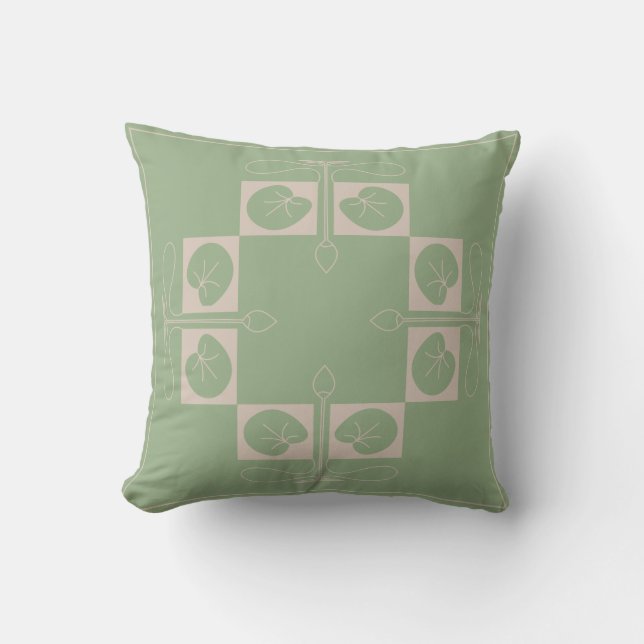 Coussin de pochoir de Lilly de l'eau de Stickley (Recto)