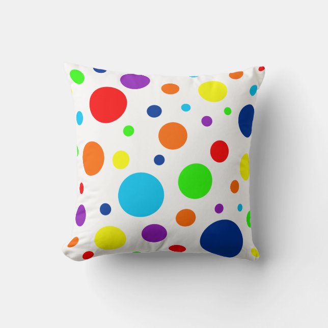 Coussin de points arc-en-ciel blancs (Recto)