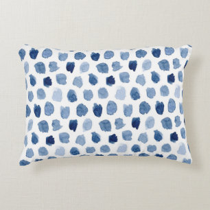 Coussin de points d'aquarelle bleu 16x12