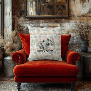 Coussin de portrait de caniche personnalisé Abstra