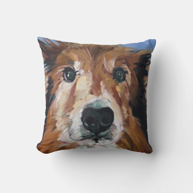 Coussin de portrait de chien de colley (Recto)
