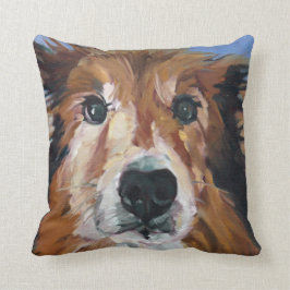 Coussin de portrait de chien de colley