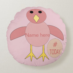Coussin de poussins de fille rose personnalisé