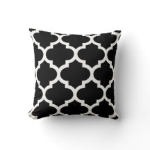 Coussin de Quatrefoil en noir et blanc