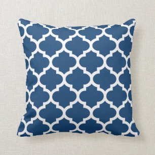 Coussin de Quatrefoil - motif bleu du Monaco