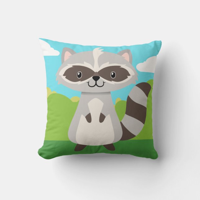 Coussin de raton laveur d'animaux de région boisée (Recto)