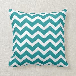 Coussin de rayure de Chevron de bleu de paon