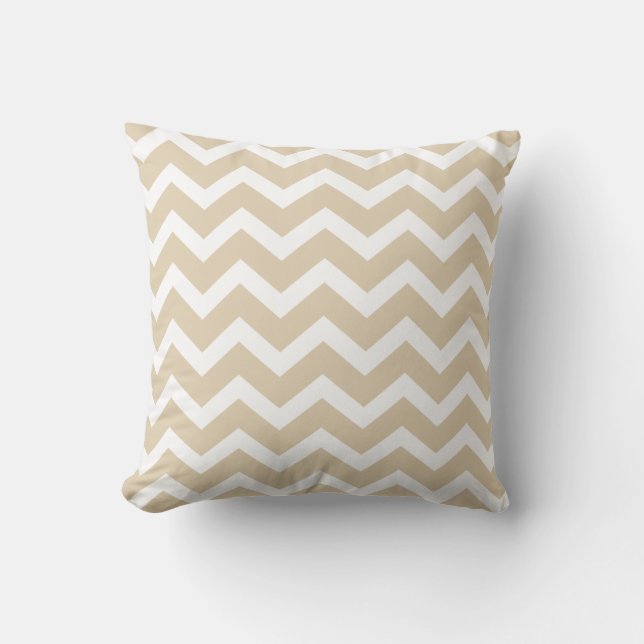 Coussin de rayure de Chevron de Taupe (Recto)