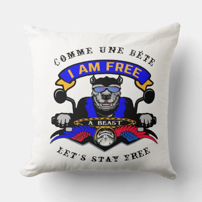 Coussin de salon i am free moto pitbull kissen (Vorderseite)