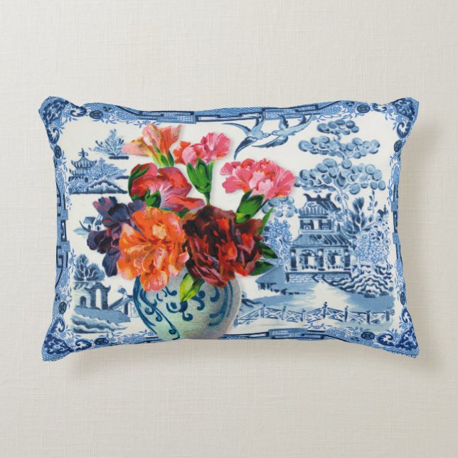 Coussin de salutations Blue Willow (Devant)