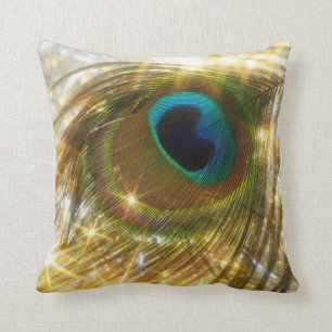 Coussin de scintillement de plume de paon