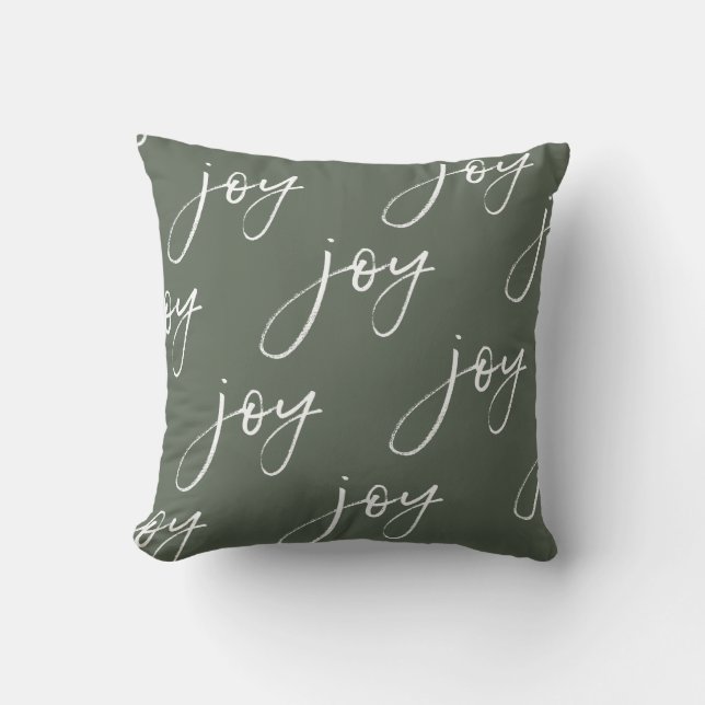 Coussin de script de joie verte et blanche (Recto)