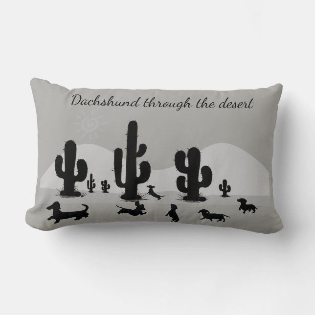 Coussin de silhouette de Dachshund Cactus (Recto)