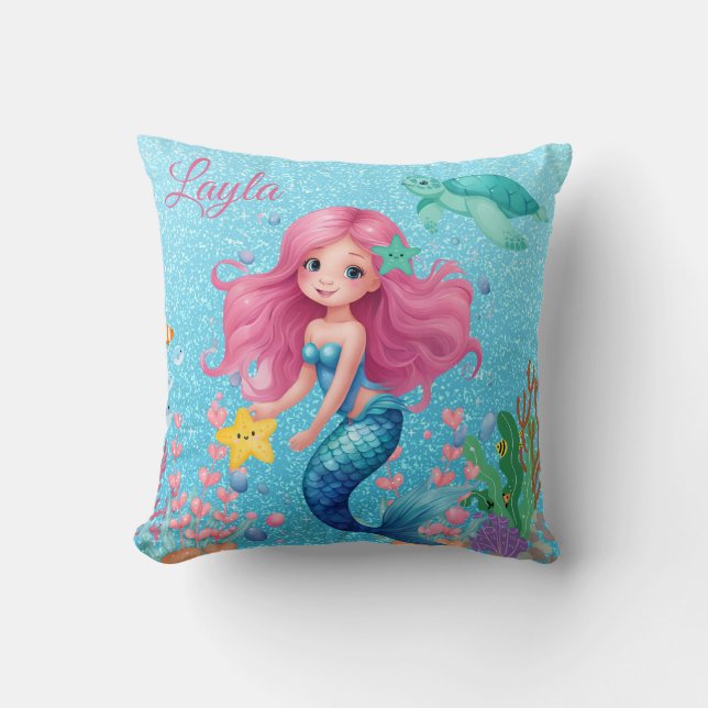 Coussin de sirène personnalisée pour enfant (Recto)
