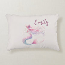 Coussin de sirène rose personnalisé