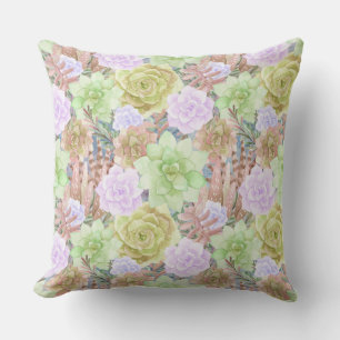 Coussin De superbes succulents   Aquarelle peinte   CARRÉ