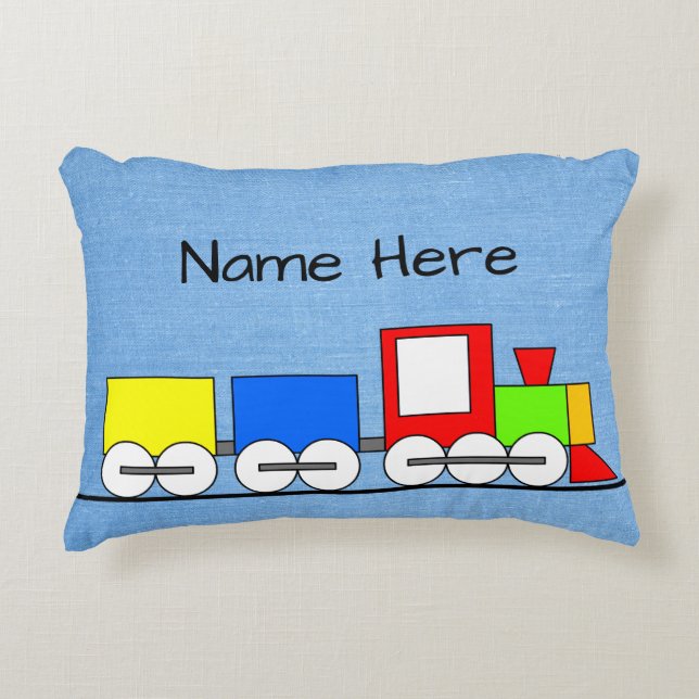 Coussin de train à vapeur pour enfant avec nom (Devant)