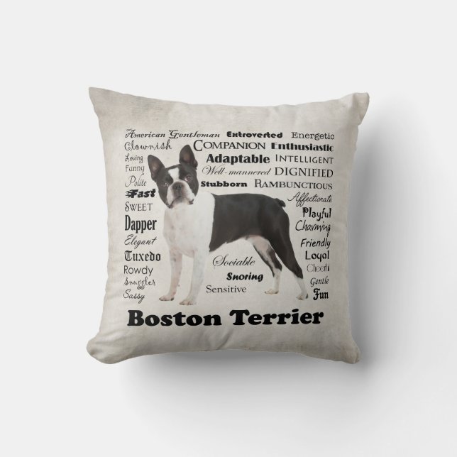 Coussin de traits de Boston Terrier (Recto)