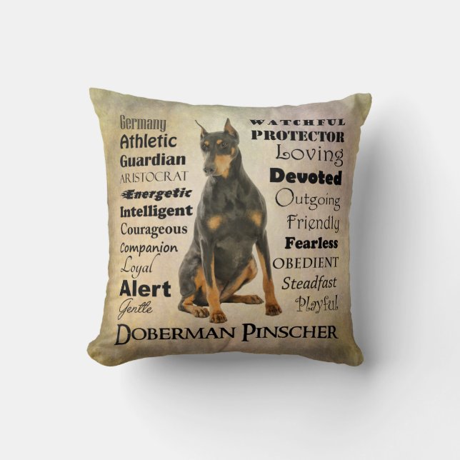 Coussin de traits de dobermann (Recto)