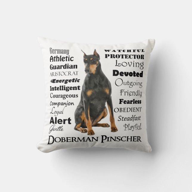 Coussin de traits de dobermann (Recto)